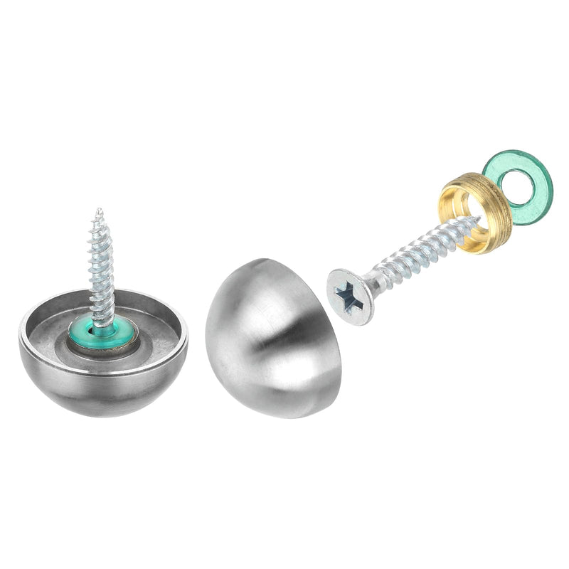 [Australia - AusPower] - uxcell 8 Set Mirror Screws with Caps, 25mm 304 Stainless Steel Decorative Cover Nails for Wall Mirror Mounting Sign Advertising Hardware, Silver 