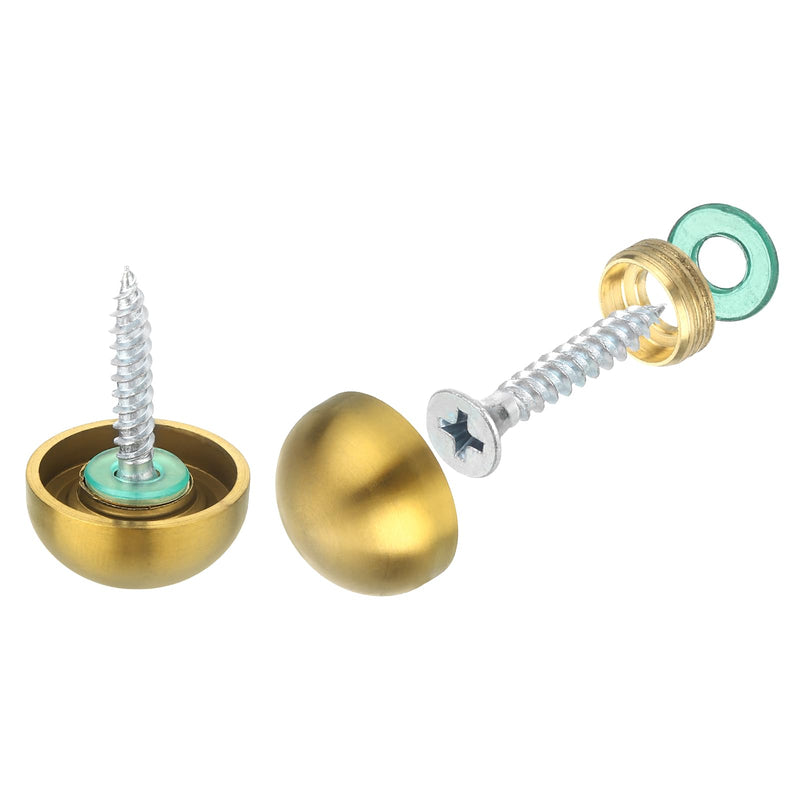 [Australia - AusPower] - uxcell 4 Set Mirror Screws with Caps, 20mm 304 Stainless Steel Decorative Cover Nails for Wall Mirror Mounting Sign Advertising Hardware, Gold 