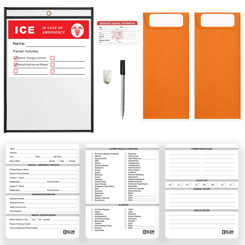 [Australia - AusPower] - Medical Information for First Responders EMT's, In Case of Emergency File for Fridge, For Elderly, Seniors, Alzheimer's Dementia, Medical Alert, Emergency Contact ID, medication list 