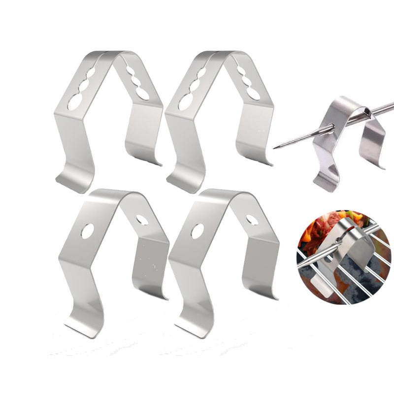 [Australia - AusPower] - 4 Pieces Stainless Steel Safety Probe Clips,BBQ Grill Meat Temp Probe Clip Holder,2-Styles Flexible Probe Clamps for Temp Reading Home Hotel Store Mix Size 