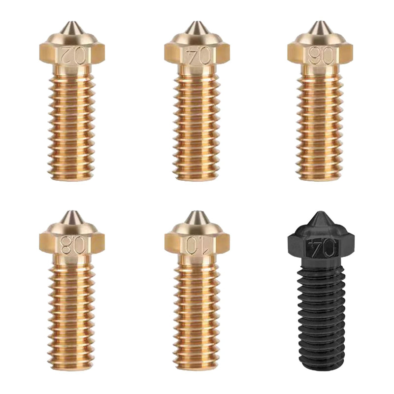 [Australia - AusPower] - 6PCS 3D Printer Extruder Nozzles Kit for QIDI X-Smart 3/X-Plus 3/X-Max 3, Packed High Temperature and Wear Resistance 1PC 0.4mm Hardened Steel Nozzle, 1PC 0.2mm/0.4mm/0.6mm/0.8mm/1.0mm Brass Nozzle 6PCS Nozzles for QIDI X-Smart3/X-Plus3/X-Max3 