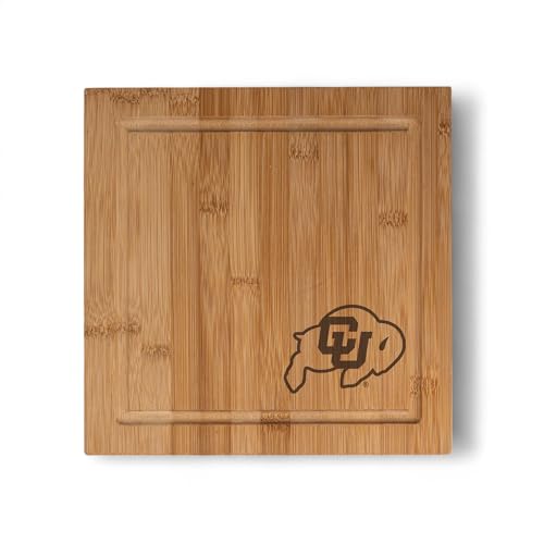 The Memory Company Officially Licensed Bamboo Cheese Board with Utensils, University of Colorado, Boulder