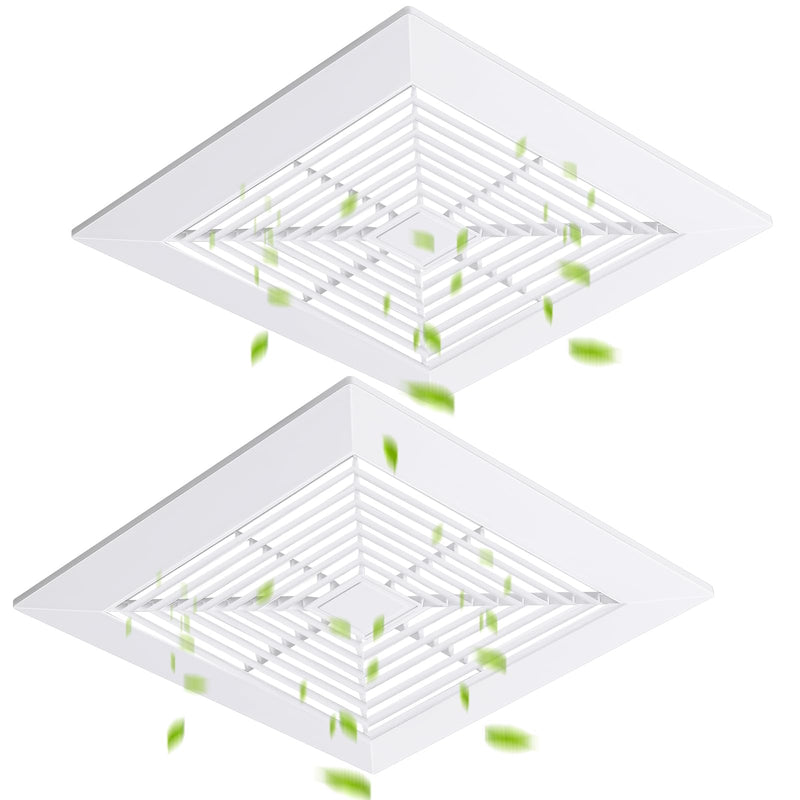 Baquler 2 Pcs 11 x 11'' Exhaust Bathroom Fan Cover with Springs Square Ceiling or Wall Mounted Ceiling Grill Vent Fan Fits Models 663 670 671 675 688 689 Ventilation Cover Replacement Accessories 11 x 11''