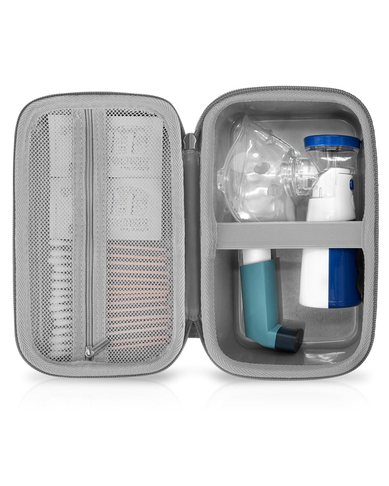 [Australia - AusPower] - Asthma Inhaler Case Portable Nebulizer and Spacer Storage for All Models of Inhalers - Travel Carrying Case for Masks, Inhaler Holder (TRANSPARENT) 