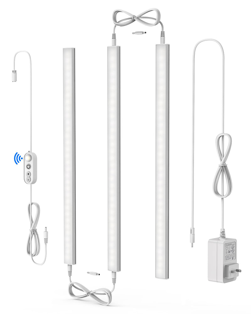 [Australia - AusPower] - ASOKO Motion Sensor Dimmable Led Under Cabinet Lighting Plug in - 3 Pcs 12 inches Linkable Counter Light Bars, Led Closet Light Daylight White 4500K Motion sensor-3 pack 