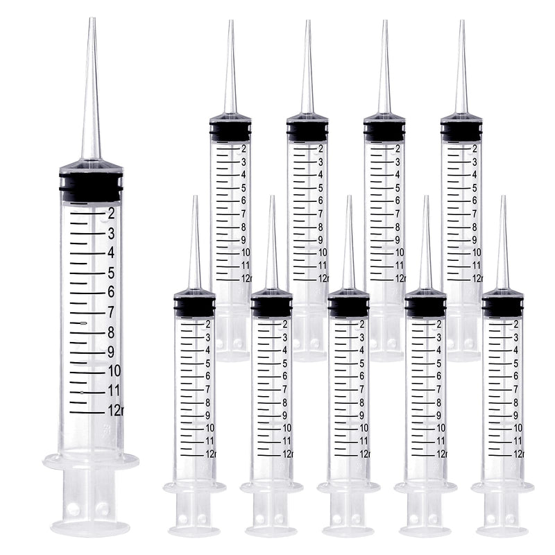[Australia - AusPower] - Wisdom Teeth Syringe, 12ml Dental Irrigation Syringe with Measurement, Sterile Individually Package for Oral Dental Care, Tonsil Stones Removing, Lab, Liquid, Feeding (10 Pack) Straight Tip 10 Pack Plastic 