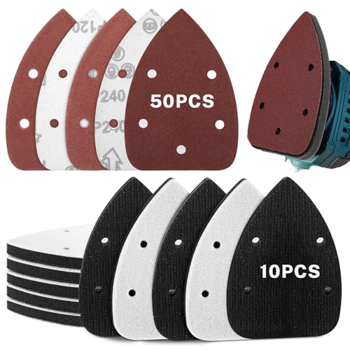 Yaryang 60-piece detail sanding pad set with foam pads and assorted mouse sander sandpaper in 40–240 grits