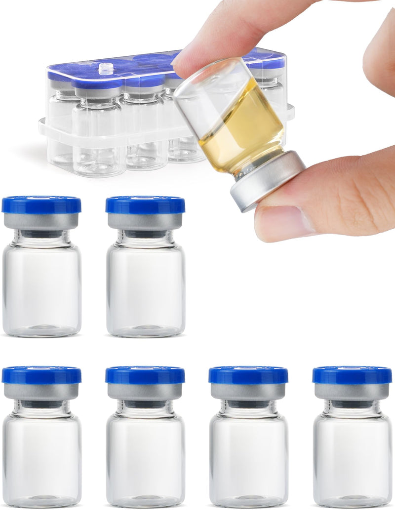 [Australia - AusPower] - 5ml Glass Vials for Injections, Self-Healing Injection Port, Empty Vials for Injections with Sealed Cap (10 Pack) 5ml 10 
