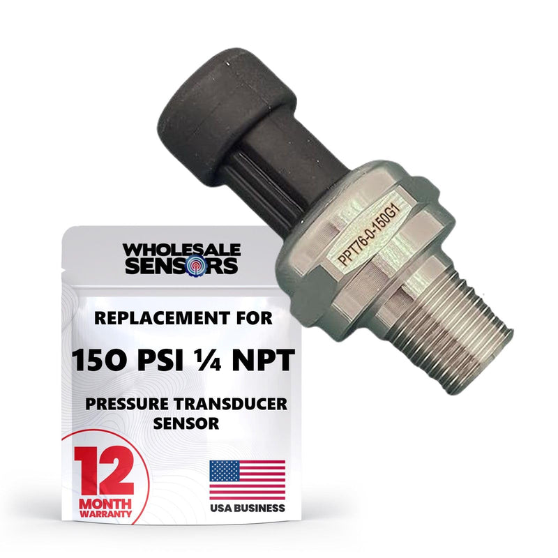 [Australia - AusPower] - 150 PSI Pressure Transducer Sensor with Cable, 1/4"NPT Stainless Steel for Oil Fuel Water Air 12 Month Warranty 