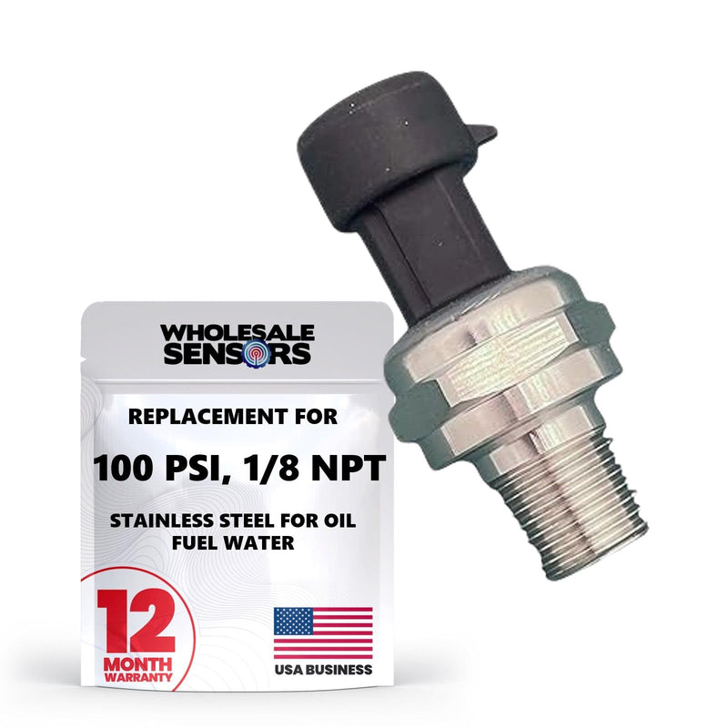 [Australia - AusPower] - 100 PSI Pressure Transducer Sensor 125C 1/8" NPT Stainless Steel for Oil Fuel Water Air 12 Month Warranty 