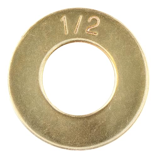 Makers Bolt 1/2-inch Grade 8 SAE flat washers, 100-pack, thru-hardened yellow zinc finish