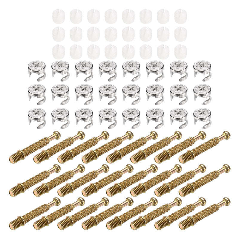 [Australia - AusPower] - uxcell 24 Sets Cam Locks for Furniture, 40mm Cam Lock Nut and Screw, 3 in 1 Furniture Connecting Fasteners with Dowel Eccentric Wheels Pre-Inserted Nuts for Cabinet Bookcase, Gold 