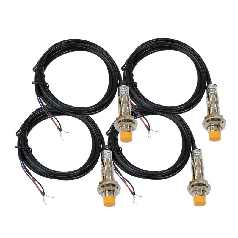 [Australia - AusPower] - 4Pcs M12 Proximity Sensor, NPN NO Inductive Proximity Sensor, Approach Switch, 4mm Detecting Distance Normally Open 6-36V LJ12A3-4-Z/BX, Unshielded, Can Replace Small Switches and Limit Switches 4 pcs 