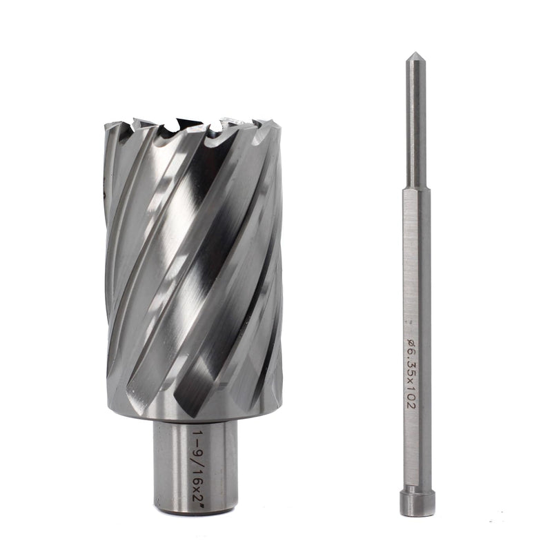 [Australia - AusPower] - OSCARBIDE 1-9/16 "x2 Annular Cutter, 3/4 inch Weldon Shank, 1-9/16 inch Cutting Diameter, 2 inch Depth of Cut, 2 Flat Mag Drill Bit with Pilot Pin for Magnetic Drill Press,1 Piece 