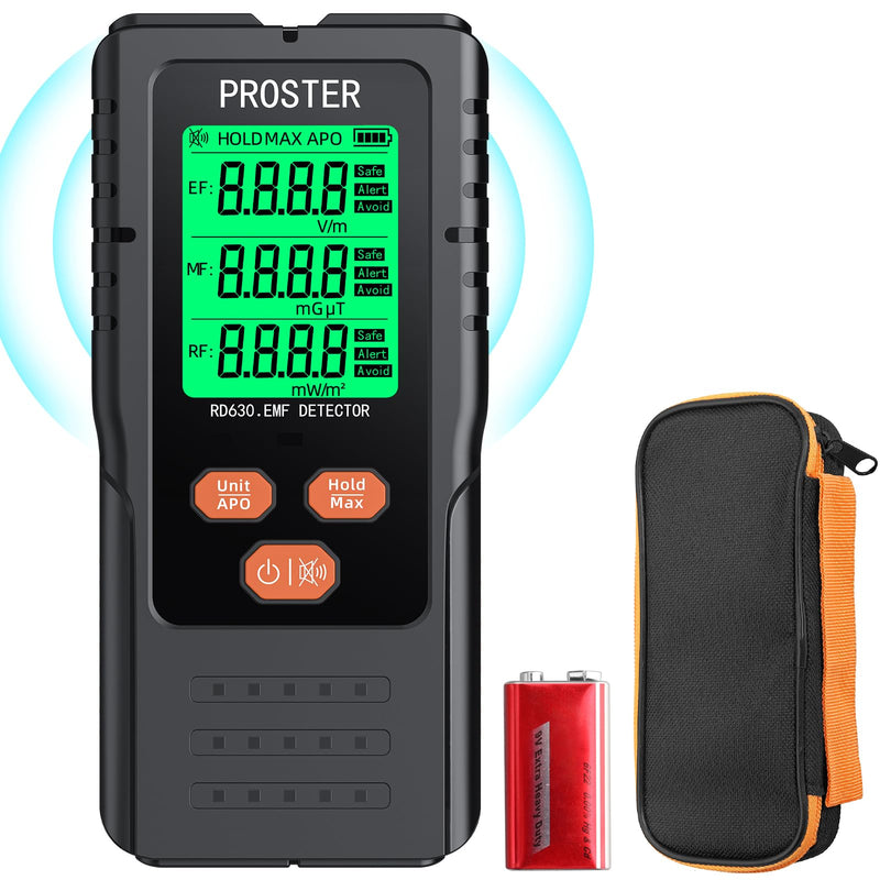 [Australia - AusPower] - Proster 3in1 EMF Detector, Electric Magnetic Radiation Field Detector for 5G Cell Towers WiFi Smart Meters EMF Reader, or Paranormal Ghost Hunting Equipment EMF Meter with screen 