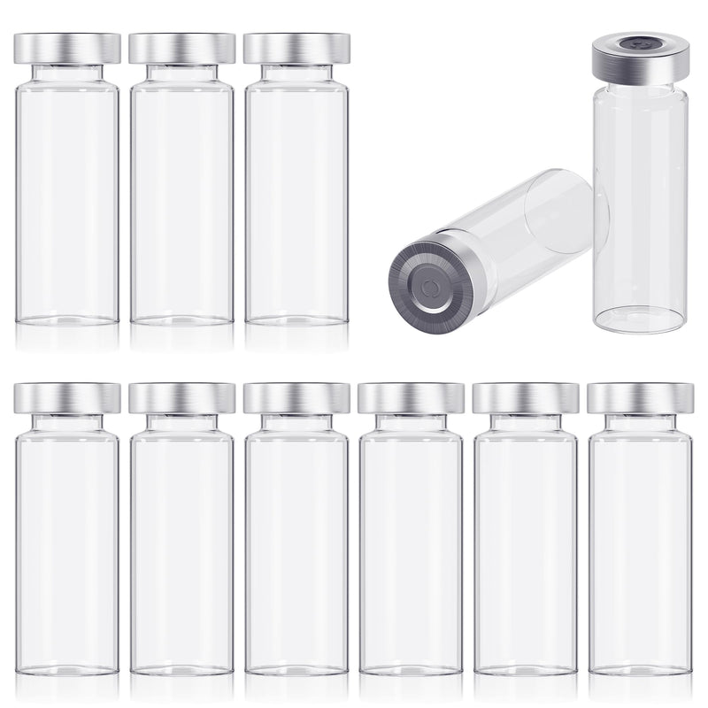 10ml Glass Vials for Injection, with Self Healing Injection Port, Transparent Sealed, Empty Vials for Injection (50, 10ml) 50