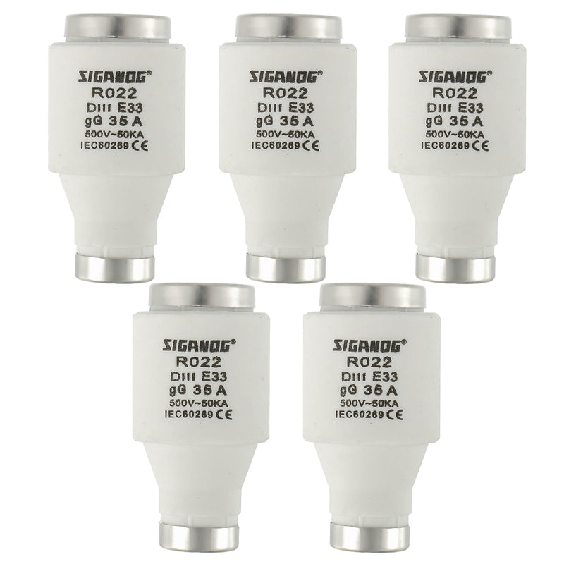 Neozed 5pcs Ceramic DIII Fuse gG Type 35A 500VAC for Cable and Line Protection