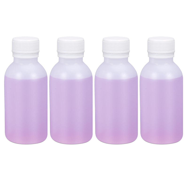 [Australia - AusPower] - 3oz/100ml Plastic Food Grade Storage Bottles, Wide Mouth HDPE Chemical Reagent Sample Bottle Liquid Containers with Sealed Caps (Translucent, 4 Pcs) Translucent 3oz 