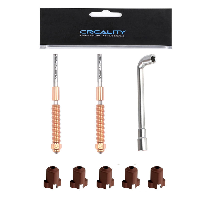 Creality 2PCS K1C Nozzle 0.4mm, for K1 SE, K2 SE, K1C, K1, K1 Max, Ender 3 V3, Ender 3 V3 KE, Ender 3 V3 Plus, Ender 3 V3 SE, with 5PCS Silicone Sock, 1PCS Nozzle Wrench, Unicorn Quick-Swap Nozzle Kit Quick-Swap Nozzle-0.4mm with Silicone Sock