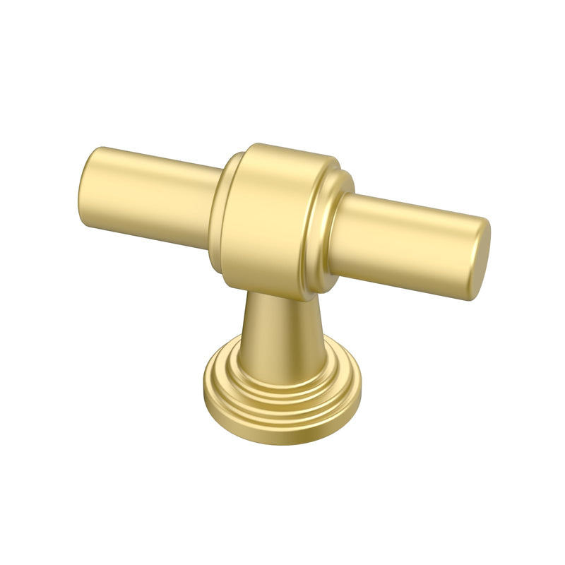Alzassbg Brushed Gold Straight Bar Cabinet Knobs 10 Pack, AL6505MGP | Single Hole Knob, 2 Inch Length, Solid Metal Build, for Cabinets and Drawers Knob - 1.9"