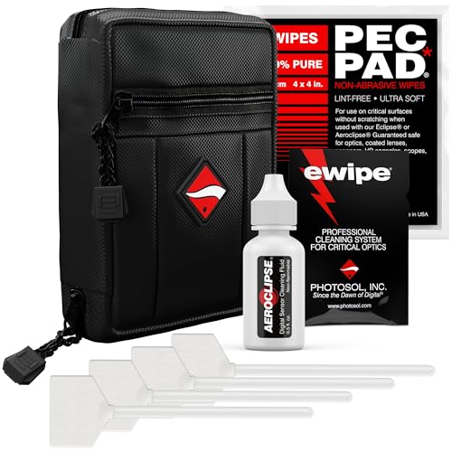 Photographic Solutions Digital Survival Kit - Type-4 (33mm) Sensor Swabs, PEC-PAD Photo Wipes, E-Wipe Packet, Aeroclipse Optic Cleaner Non-Flamable Solution - Camera Cleaning Kit with Travel Bag Type-4 (33mm)