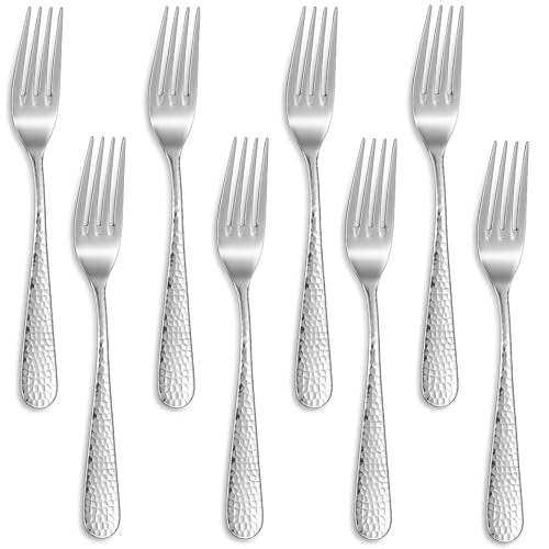 KEAWELL Premium Louise Hammered 8-Piece Fork Set (8, 8" Dinner Forks)