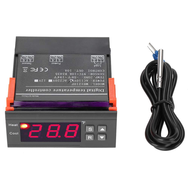 [Australia - AusPower] - MH1210F Digital Temperature Controller Thermostat -58 to 194℉ Fahrenheit Sensor AC110V, Supports Cooling and Heating Control 