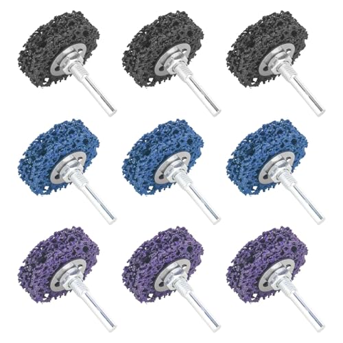 Pack of 9 CSD disc grinding disc, 50 mm grinding attachment for cordless screwdriver, cleaning disc set, grinding for drill, coarse cleaning disc of paint, rust, oxidation cleaning, removal