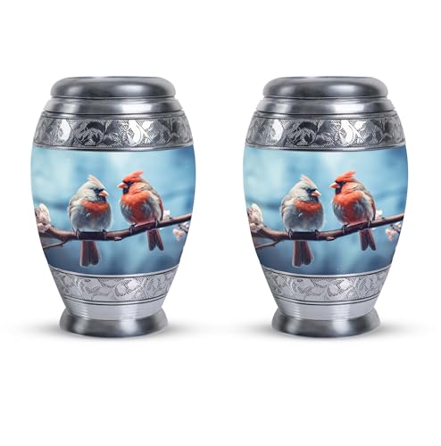 Cardinal Spring Meeting - Mini Urns for Ashes - Small Urns for Mom & Dad - Little for Male & Female - Decorative Urn - Ashes Keepsake for Burial Urn - 3 Inch - Pack of 2 Keepsake-2 Cardinal Spring Meeting