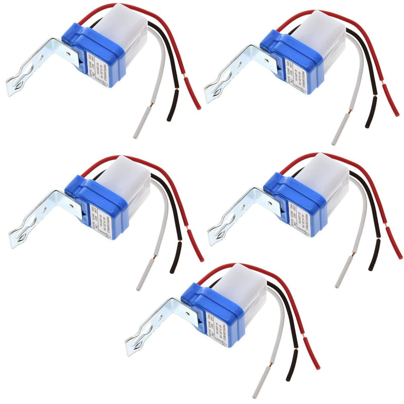 [Australia - AusPower] - 5 Pcs AC DC 24V 10A Auto On/Off Photocell Light Switch Photocell Photo Switch Photoelectric Switch Photocell Control Light Sensor Switch Dusk to Dawn Photocell Sensor (AC DC 24V) 