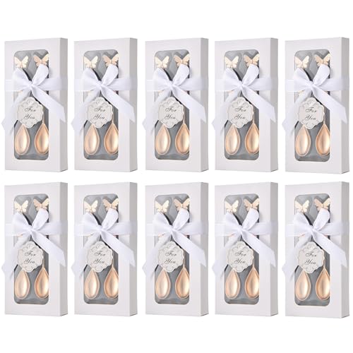 10 Boxes 20 Pcs Butterfly Tea Spoons for Wedding Favors Coffee Spoon Tea Party Souvenirs Bridal Baby Shower Guests Return Gift Individual Package (10) 10