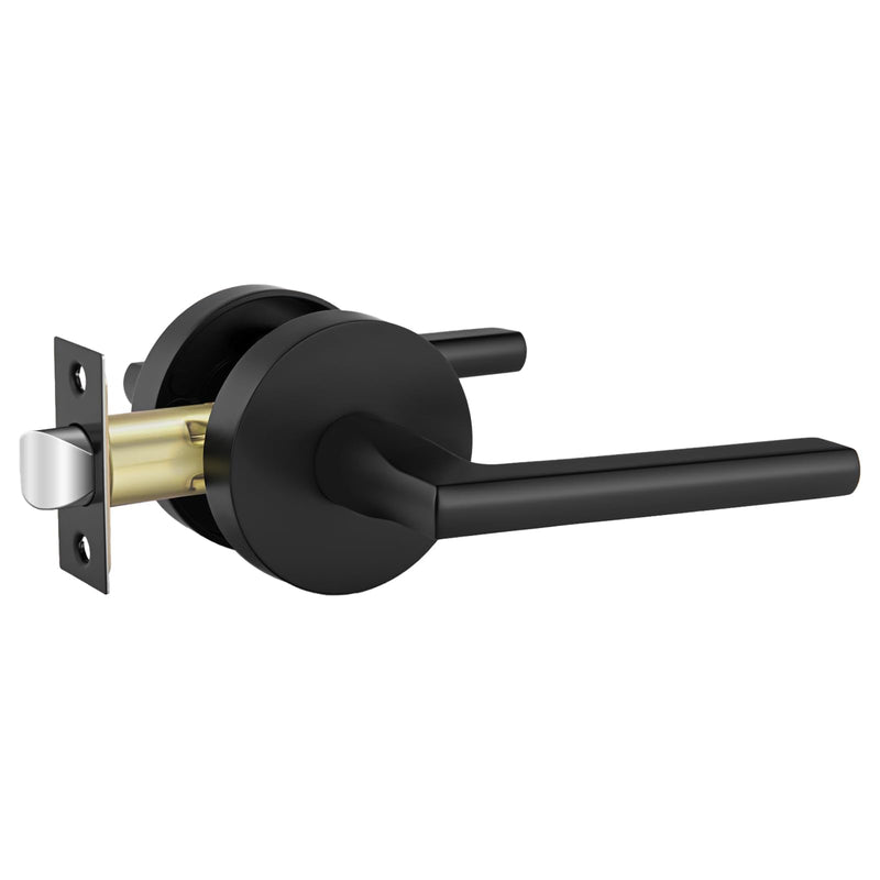 Goldenwarm Black Closet Door Handles, Zinc Alloy Passage Interior Door Handle, Matte Black Door Handles for Closets, Hallways, Heavy Duty Modern Door Levers (1 Pack) 1