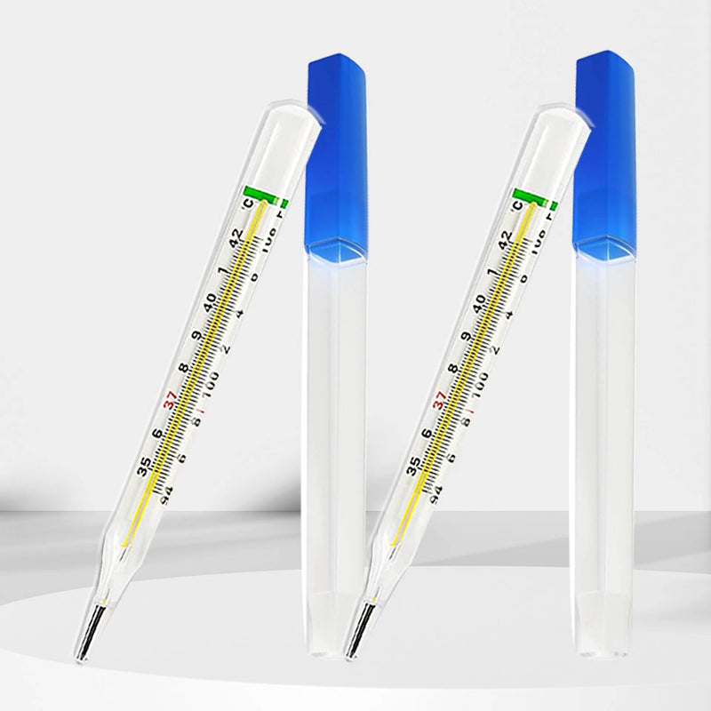 [Australia - AusPower] - ℃&℉ Clinical Glass Thermometer for Underarm 2PCS - Classic Non Digital Thermometer for Adults - Accurate Easy Reading by AiBi TECH 