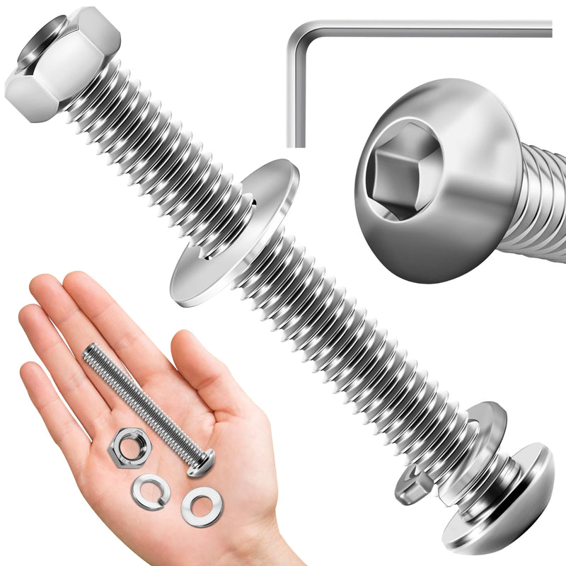 [Australia - AusPower] - (20Sets) 5/16 Bolts, 5/16-18 x 2-1/2" Button Head Socket Cap Nuts and Bolts, 5/16 Bolt 304 Stainless Steel Bolts and Nuts, Coarse Thread Metric Bolt Assortment Allen Screws Furniture Bolts by Mywish (Silver) 5/16-18" 2-1/2" 