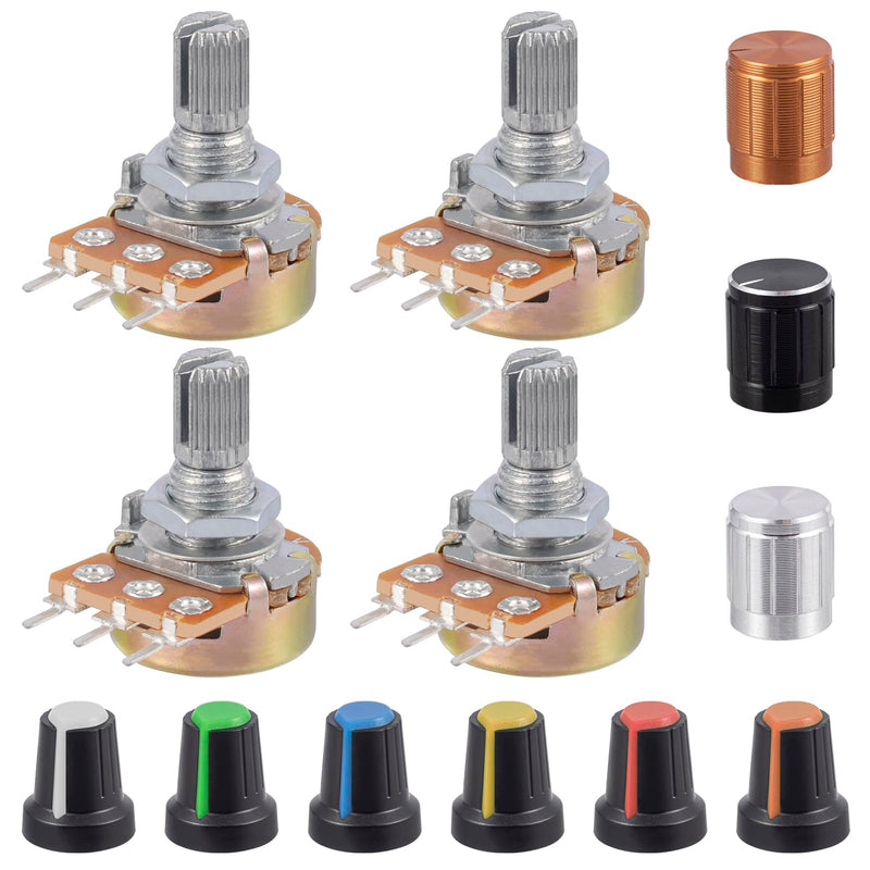 [Australia - AusPower] - WH148 B10K Potentiometer 15mm Shaft 3Pins Variable Resistor 10K Single-Joint Linear Potentiometers with AG2 Plum Knob Cap and Aluminum Alloy Knobs (Pack of 35pcs) 