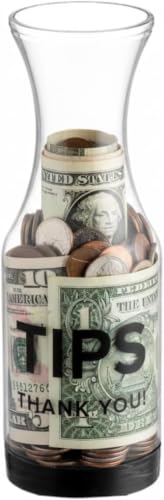 (Set of 6) Tip Jars for Bartenders and Restaurants | Clear SAN Plastic Tip Carafe/Jar for Money | 10-inch Large Cool Tip Container for Restaurants, Bars, Cafes, and Pizzerias by GEEX DEPOT (6)