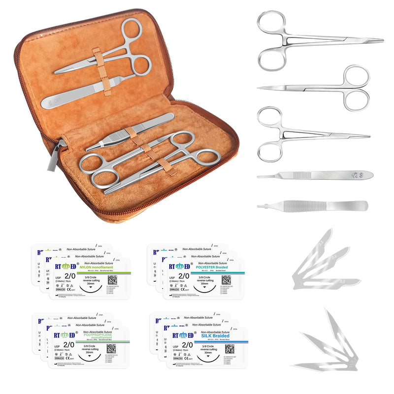 [Australia - AusPower] - Suture Practice Kit with Needle Plus Tools for Medical Student Training Only (12 Mixed Thread) 