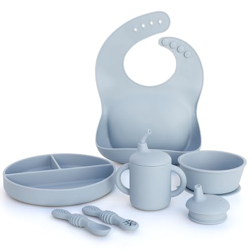 Little Loon Baby Led Weaning Silicone Feeding Set - Bib, Plate & Cup - Lake