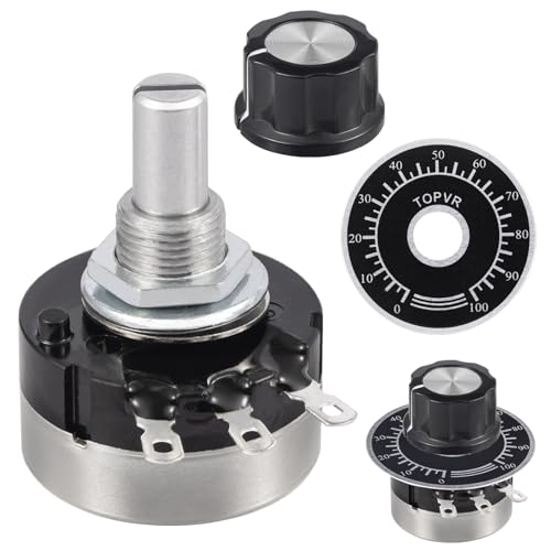 RV24YN20S 10K Ohm Potentiometer Single Turn B103 Taper Rotary Potentiometer 3 Clamps Single Turn Carbon Film Potentiometer Variable Resistors with A03 Knobs and Dial Pack of 2 B103-10K Ohm