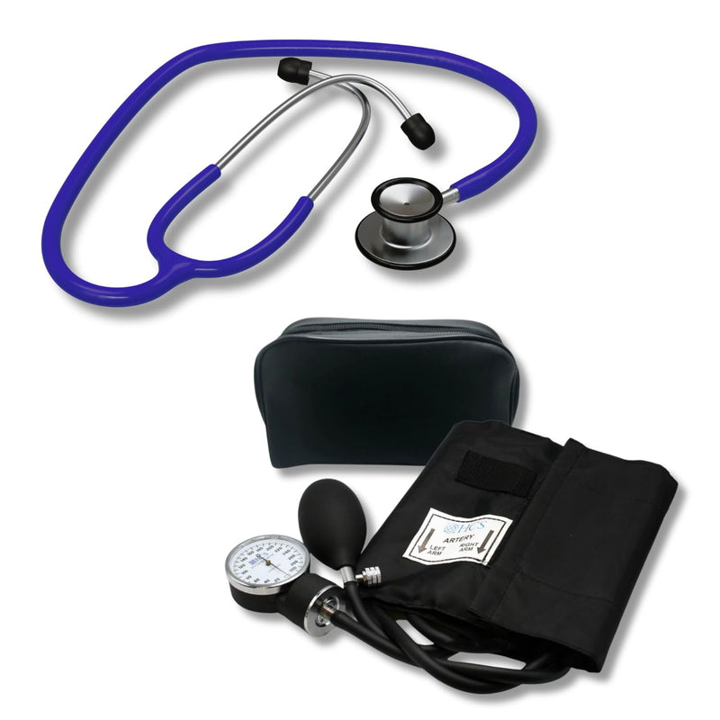 [Australia - AusPower] - Adult Manual Blood Pressure Cuff with Stethoscope (Blue, Lightweight) 
