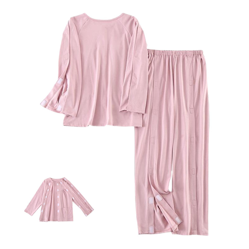 [Australia - AusPower] - Long-Sleeved Pajamas,Tear Away Bedridden Clothes,Suitable for Postoperative Care,Pink XX-Large Pink 
