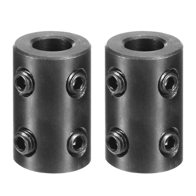 [Australia - AusPower] - uxcell 2pcs Shaft Coupling 5/16" Bore, 5/8" OD, 1" Length, Black Oxide Plated Steel Rigid Coupling, Motor Wheel Coupler, (4 Set Screws) 