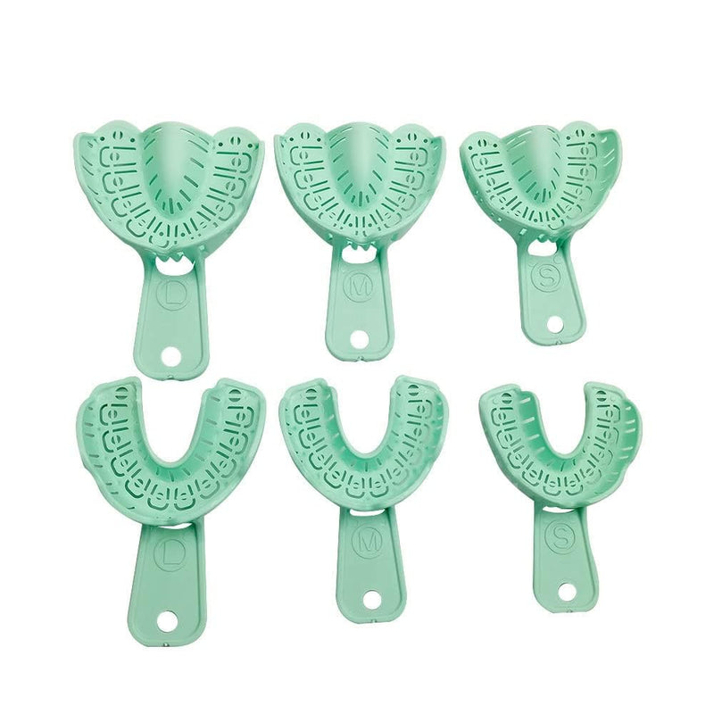 [Australia - AusPower] - Dental Impression Trays Disposable Dental Implant Trays Plastic Green Full Mouth Autoclavable Perforated Impression Trays Set Mold Tray 3 Pairs (LS-Mix 3pairs) LS-MIX 3pairs 