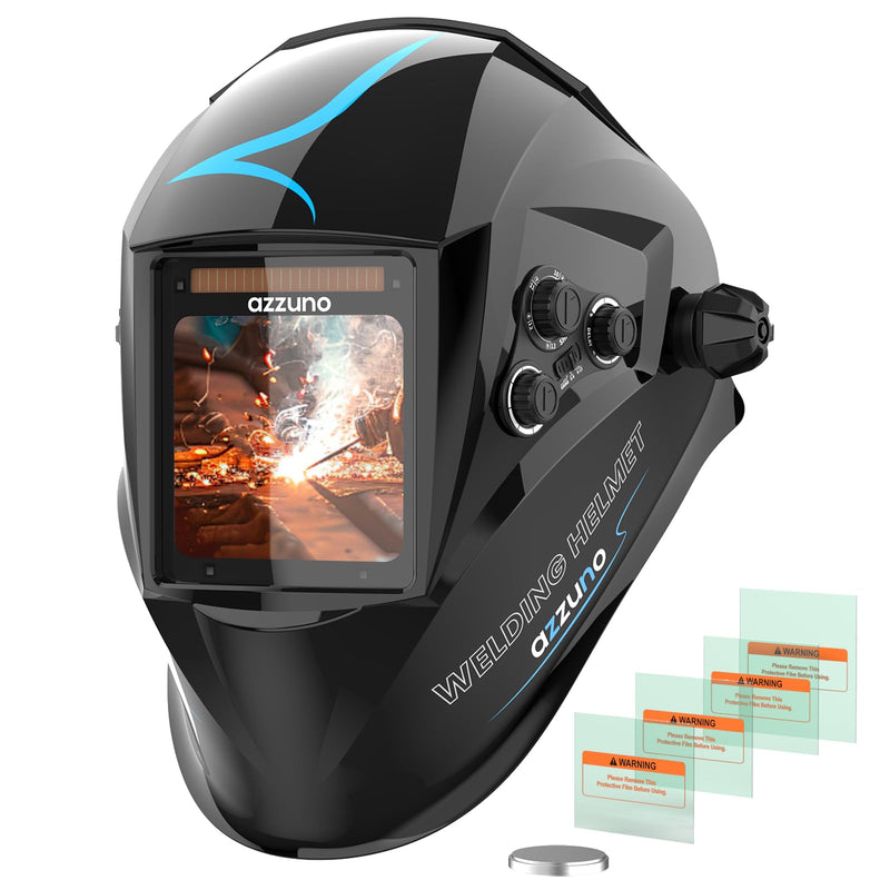 AZZUNO Welding Helmet Auto Darkening, True Color Large Viewing 3.94"×3.82", Solar Powered Welding Hood Mask with Wide Shade 4/5-9/9-13 for TIG/MIG/Stick Weld/Cut/Grind AZNH-1097 3.94"×3.82"
