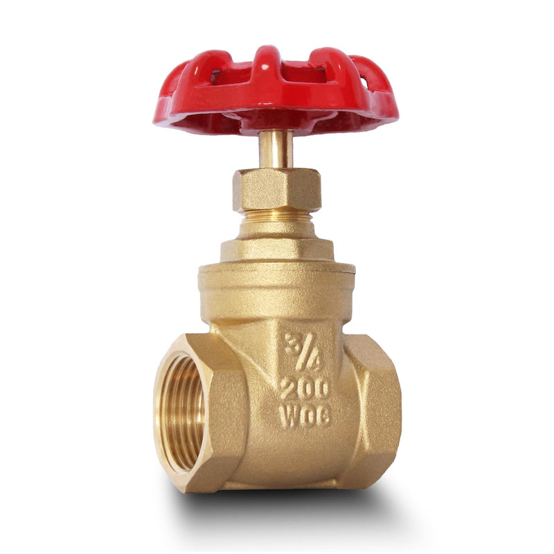 3/4" NPT Brass Gate Valve, Heavy Duty Female x Female Thread Manual Rotary Sluice Valve with Wheel Handle for Water, Oil, Gas, Industrial Plumbing, and HVAC Systems (3/4", DN20) 3/4"-NPT