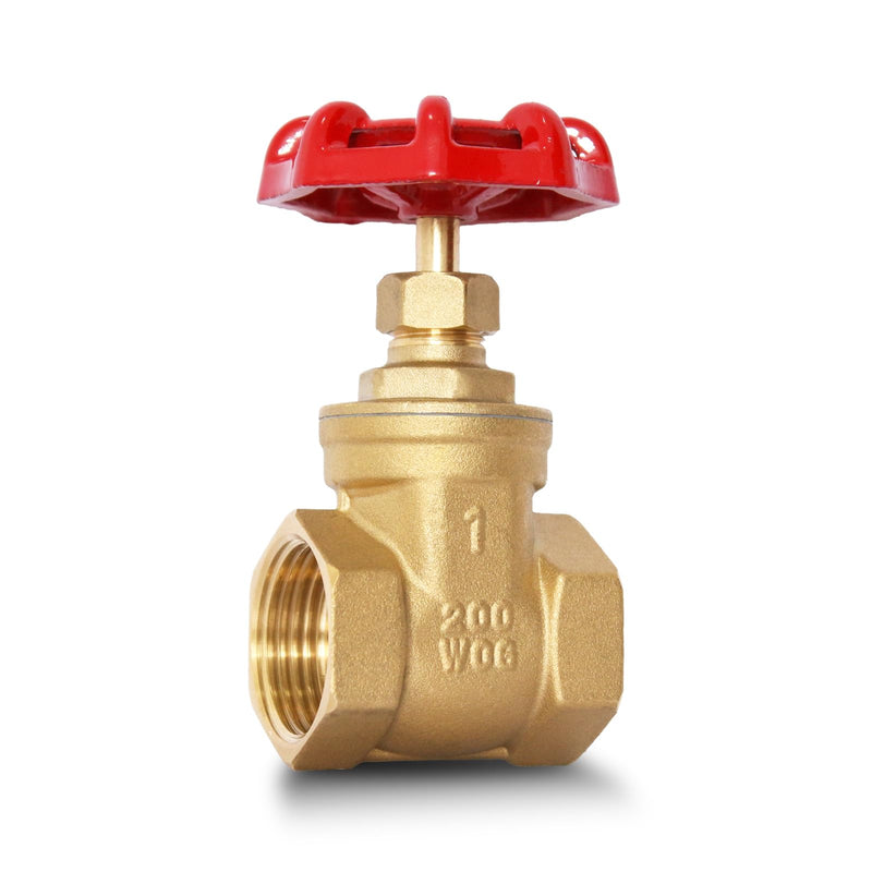 [Australia - AusPower] - 1" NPT Brass Gate Valve, Heavy Duty Female x Female Thread Manual Rotary Sluice Valve with Wheel Handle for Water, Oil, Gas, Industrial Plumbing, and HVAC Systems (1", DN25) 1"-NPT 