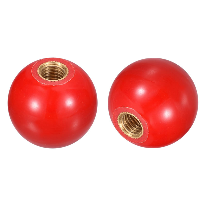 [Australia - AusPower] - uxcell 3Pcs Threaded Ball Knobs, M10 Female Thread Thermoset Ball Knob 35mm Dia Round Operation Ball Handles with Copper Insert for Machine Lever Handle, Red 