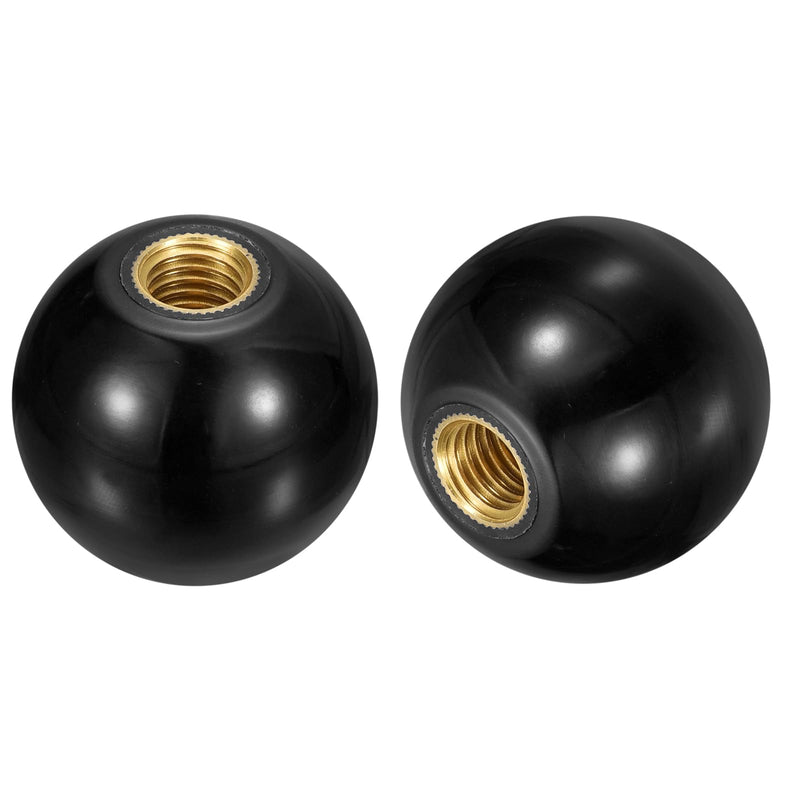 [Australia - AusPower] - uxcell 5Pcs Threaded Ball Knobs, M12 Female Thread Thermoset Ball Knob 40mm Dia Round Operation Ball Handles with Copper Insert for Machine Lever Handle, Black 