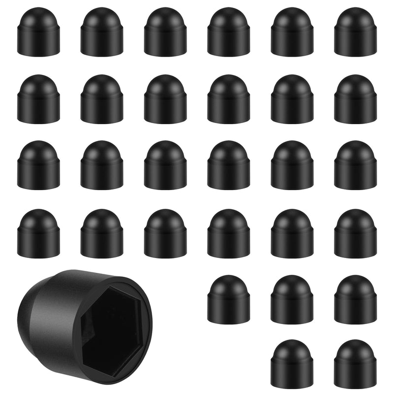[Australia - AusPower] - 30 PCS M8×13mm Hex Head Bolt Covers Caps Bolts and Nuts Dome Plastic Protective Cap Black Hexagonal 
