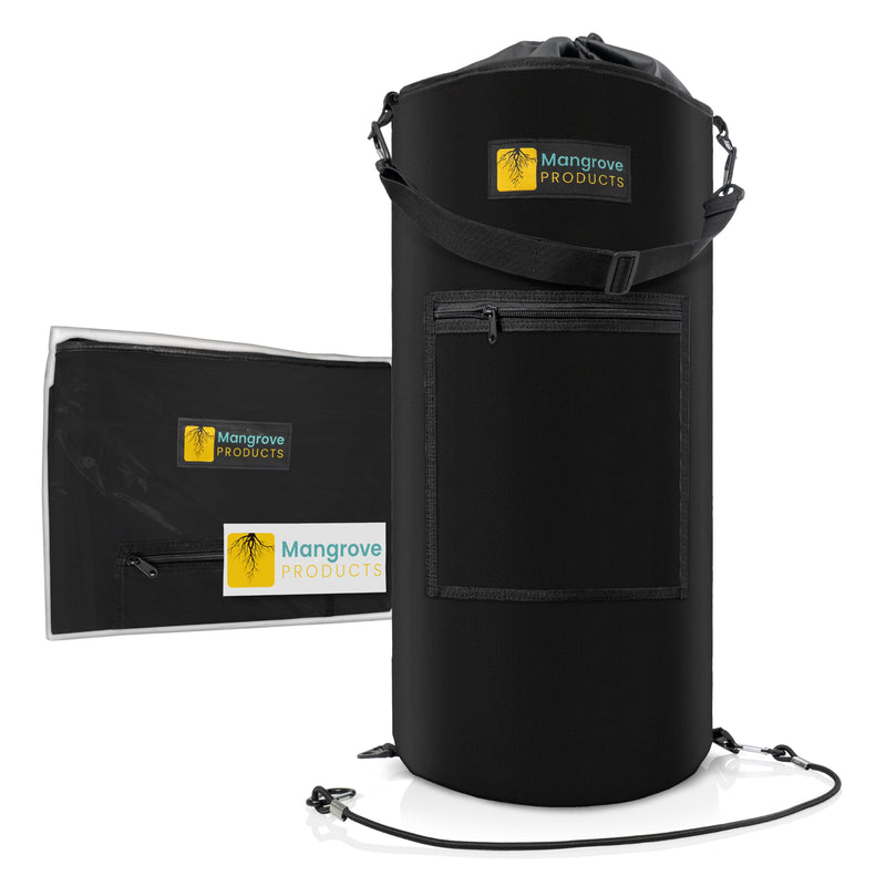 Mangrove Products: Portable Boat Trash Can, Reusable Trash Bag, Boating Equipment, Boat Storage, Boat Accessories Marine, Pontoon Boat Accessories, Fishing, Sandbar, RV, or Camping Black Full